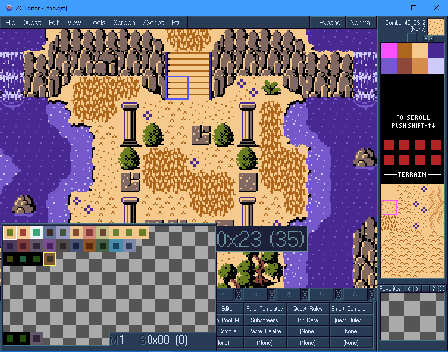 Screenshot of the editor, with the minmap zoomed in, in compact mode.